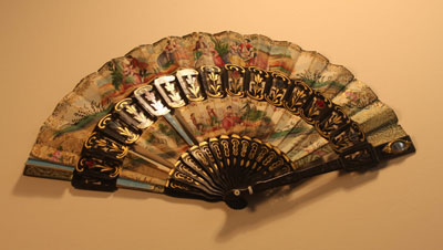 Folding cabriolet fan, circa 1860