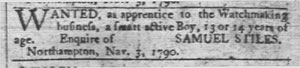 Advertisement for an apprentice, 1790