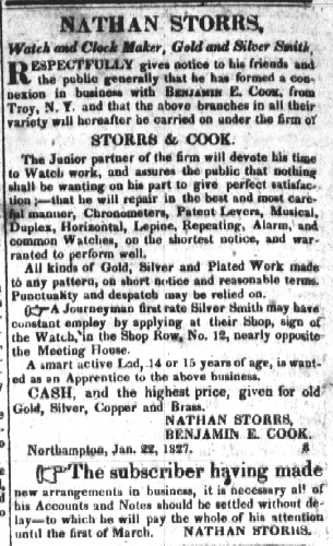 Advertisement for Storrs & Cook